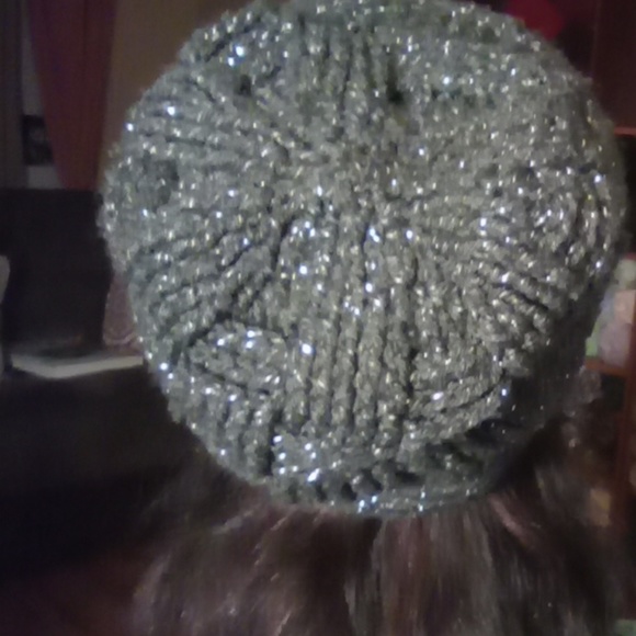 Gray Sparkle Acrylic Slouchy Beanie - Picture 5 of 5